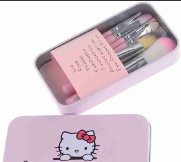 07-Pcs Pink Kitty Style Makeup Brush Set – Complete Kit for Pros & Beginners